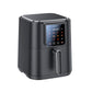 Black 6L air fryer with side view and touch screen control panel