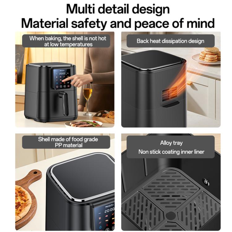 Air fryer design showing perforated tray and nonstick inner liner