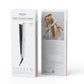 Hair straightener retail box with white packaging and product photo on both sides