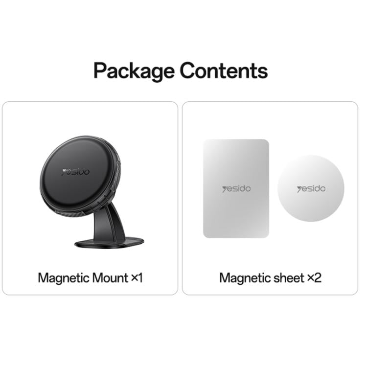 Magnetic phone holder with dashboard mount and included magnetic sheet, black
