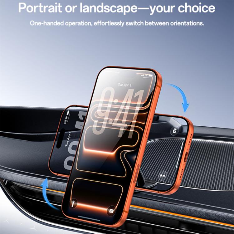 Car magnetic phone holder with rotating bracket for portrait or landscape viewing