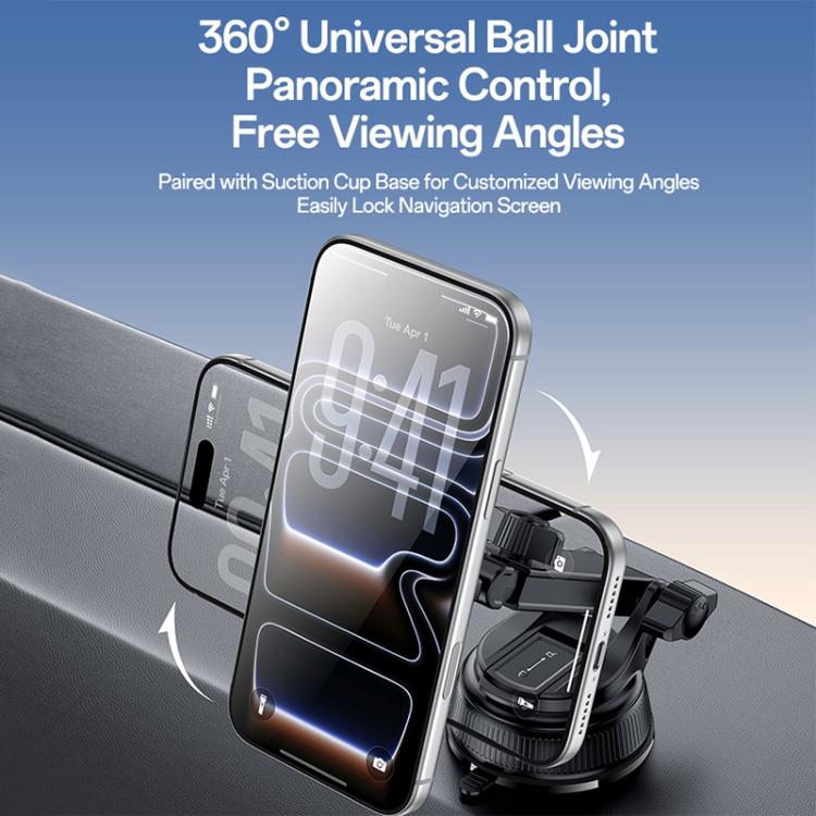 360° universal dashboard phone holder with ball joint clamp and adjustable arm