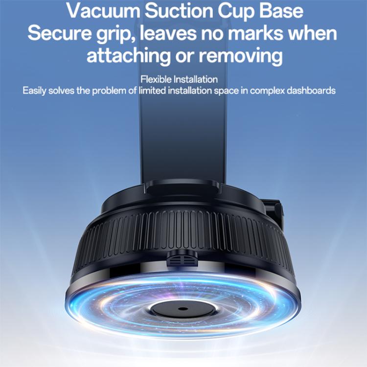 Vacuum suction cup phone holder base with glowing LED ring, black