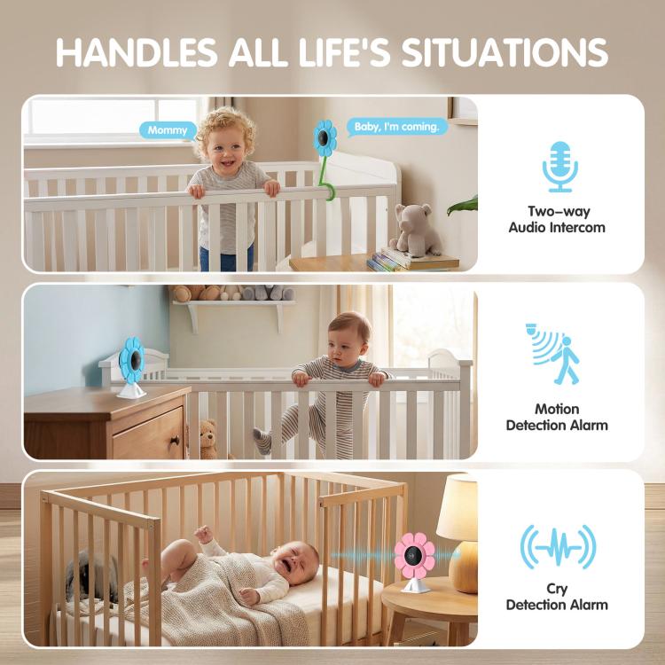 V1 Flower Shaped 4MP Baby Monitor Care Camera, EU Plug, US Plug