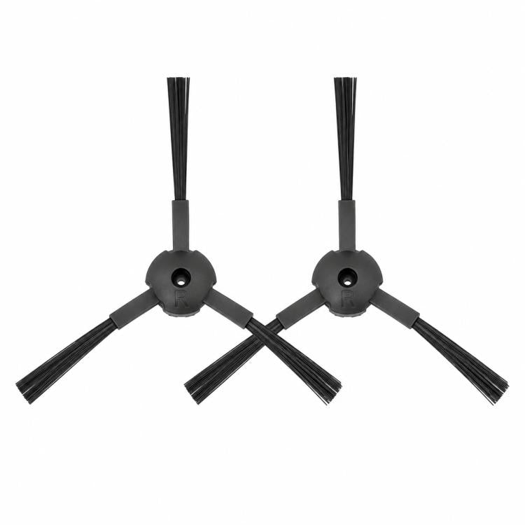 Two-piece robot vacuum side brush set with three black sweeping arms