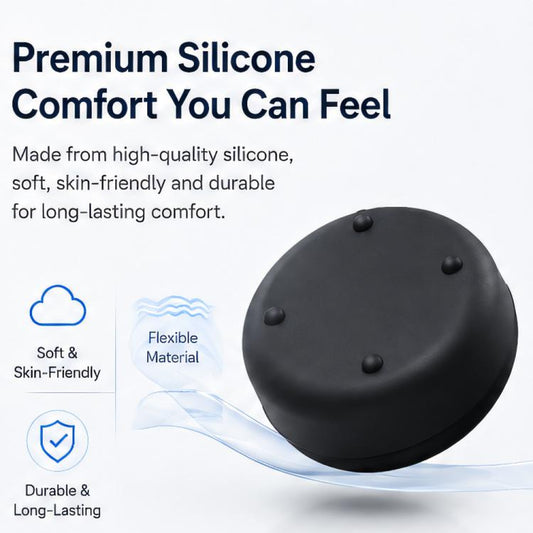 Black silicone thumbstick cap, smooth dome with small raised grip points