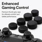 Black silicone thumb grip caps set on game controller, raised dot tops