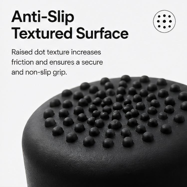 Black silicone thumb grip cap with raised dot anti-slip texture