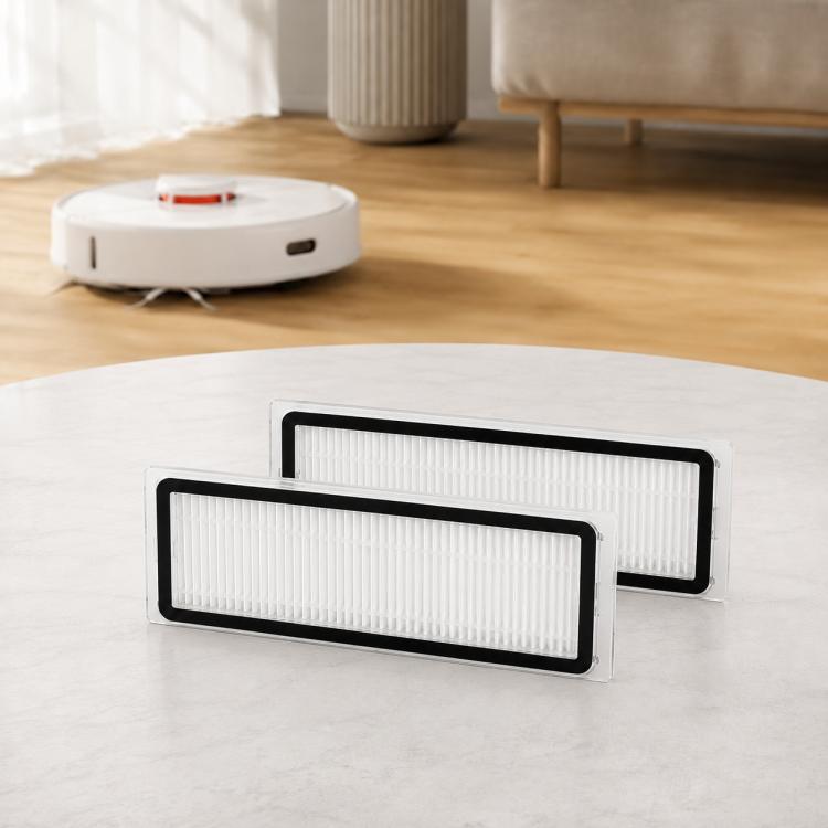 Dual rectangular vacuum filters, white pleated with black frames