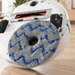 Grey mop pad with blue stripes and center hole for robot vacuum