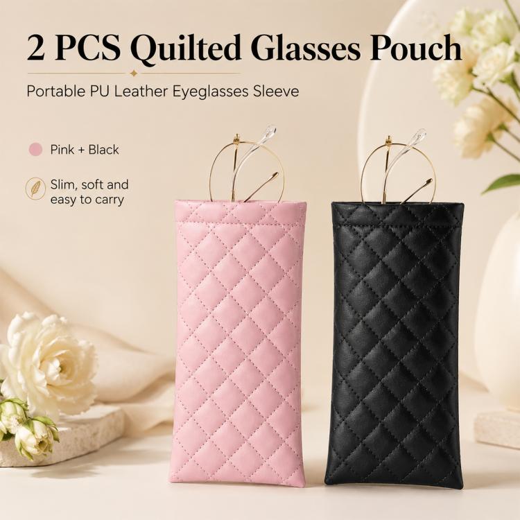 2pcs / Set Waterproof PU Leather Glasses Storage Bag