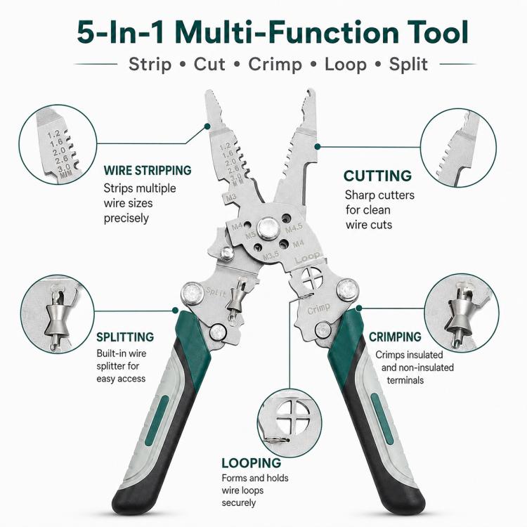 Multi-functional Handheld Foldable Cable Stripping Pliers