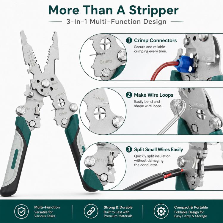 Multi-functional Handheld Foldable Cable Stripping Pliers