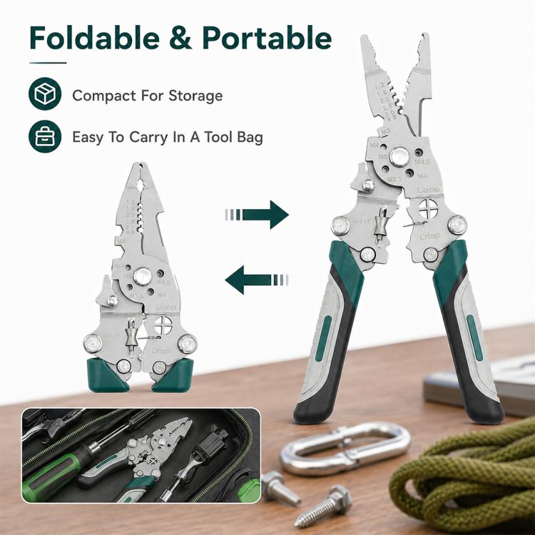 Multi-functional Handheld Foldable Cable Stripping Pliers