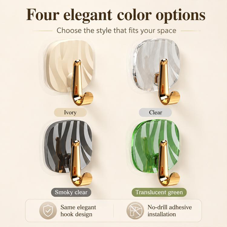 No Drill Light Luxury Plastic Adhesive Hooks Traceless Heavy-Duty Clothes Hook, Gold Hook