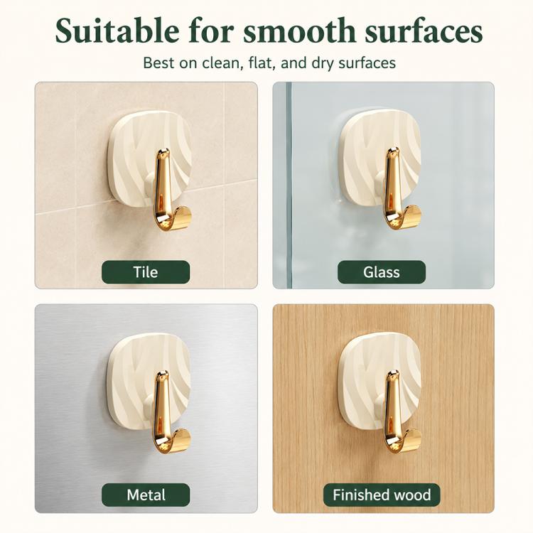 No Drill Light Luxury Plastic Adhesive Hooks Traceless Heavy-Duty Clothes Hook, Gold Hook