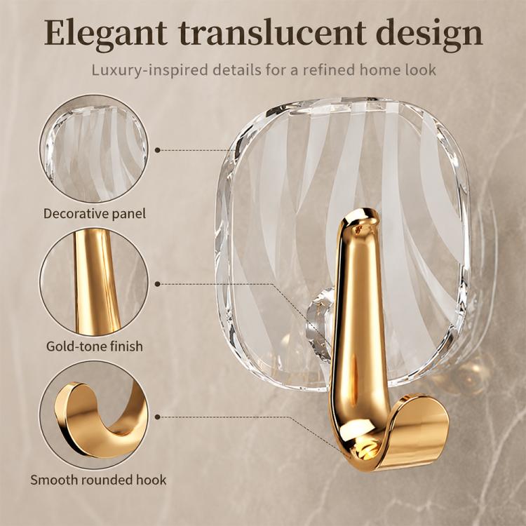 No Drill Light Luxury Plastic Adhesive Hooks Traceless Heavy-Duty Clothes Hook, Gold Hook