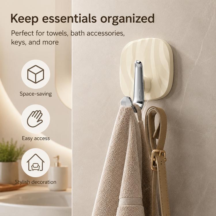 No Drill Light Luxury Plastic Adhesive Hooks Traceless Heavy-Duty Clothes Hook, Silver Hook