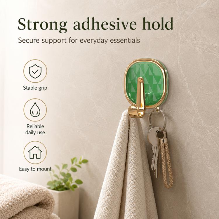No Drill Light Luxury Plastic Adhesive Hooks Traceless Heavy-Duty Clothes Hook, 1PC