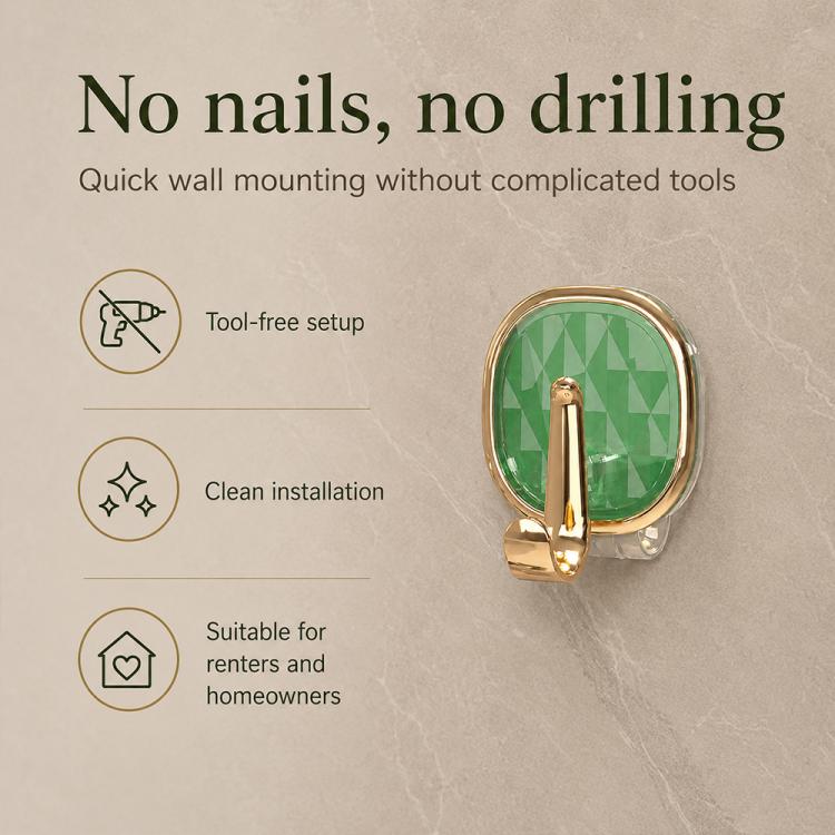 No Drill Light Luxury Plastic Adhesive Hooks Traceless Heavy-Duty Clothes Hook, 1PC