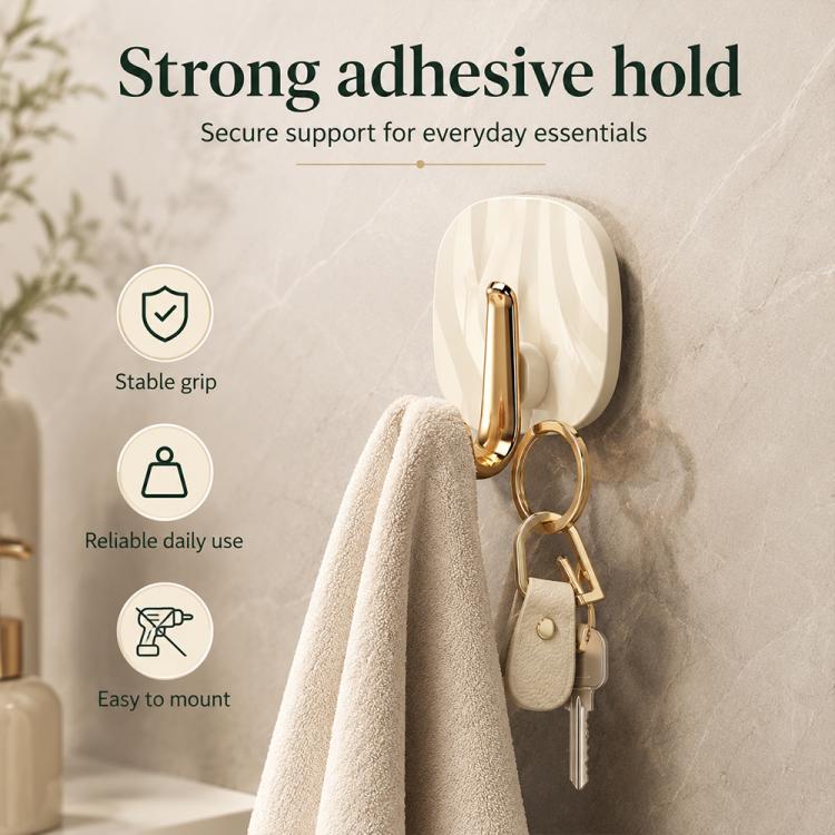 4pcs No Drill Light Luxury Plastic Adhesive Hooks Traceless Heavy-Duty Clothes Hook, 4PCS Gold Hook