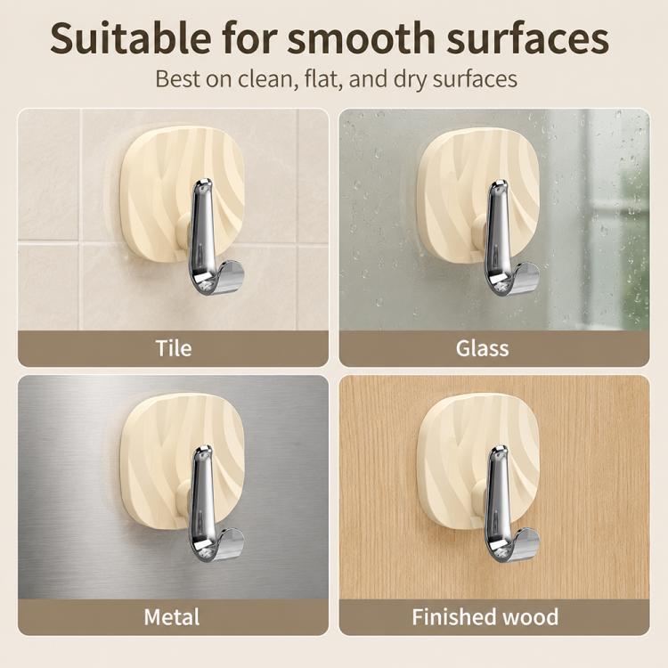 4pcs No Drill Light Luxury Plastic Adhesive Hooks Traceless Heavy-Duty Clothes Hook, 4PCS Silver Hook