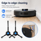 Dual black side brushes for edge and corner cleaning, blue hub accents