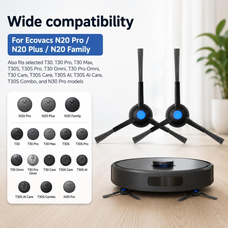 Dual black side brush set for compatible robot vacuum models