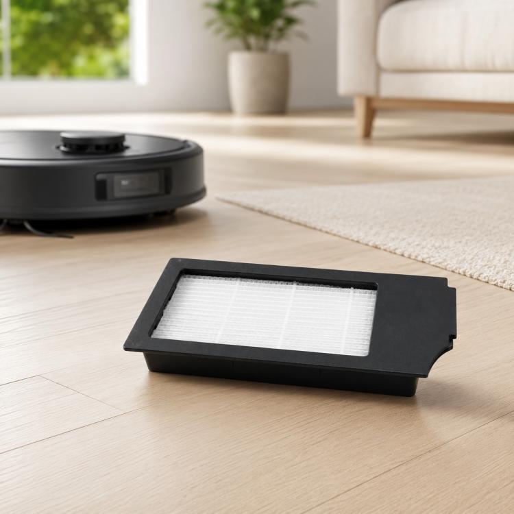 White rectangular pleated dust filter with black frame for robot vacuum
