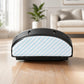 Robotic mop pad with blue striped microfiber surface and black base backing