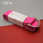 Two-tone cotton yoga stretch belt with metal ring, 1.83 m, rose pink/magenta.