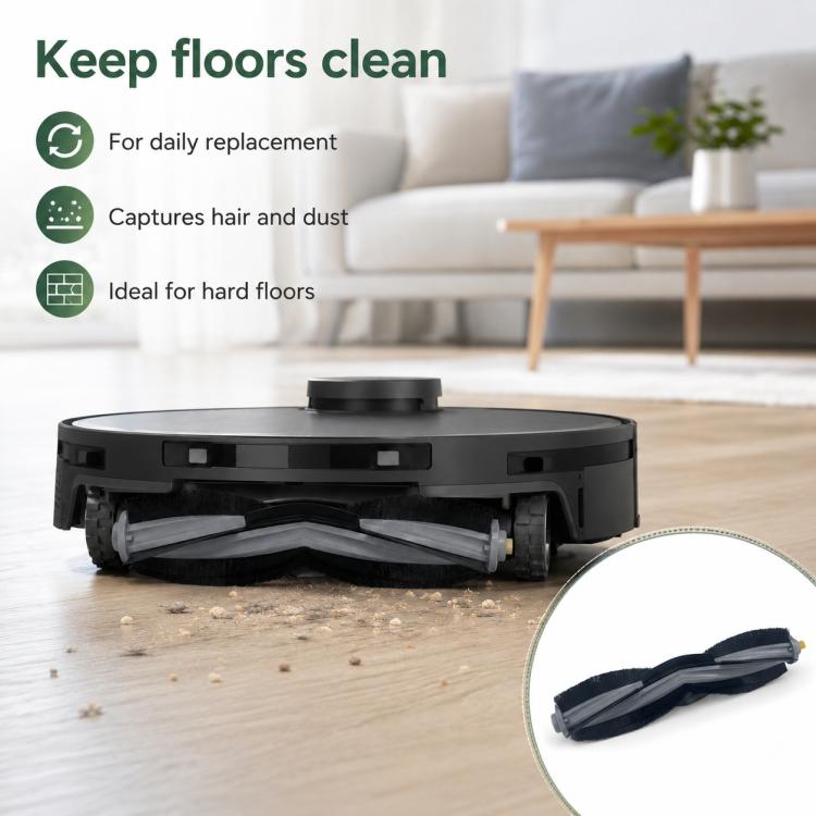 Robotic vacuum base with main brush roller and bristle cleaning head