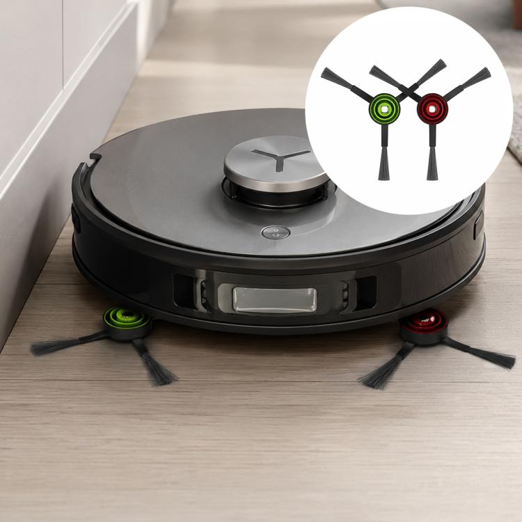 Robotic vacuum with dual side brushes and main brush housing on the underside