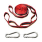 Outdoor swing rope strap set with red webbing and 2 metal quick buckles