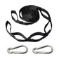 Outdoor swing rope strap set with black webbing and 2 metal quick buckles