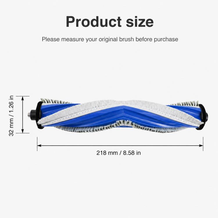 Main bristle brush roller with blue core and side end caps for robot vacuum