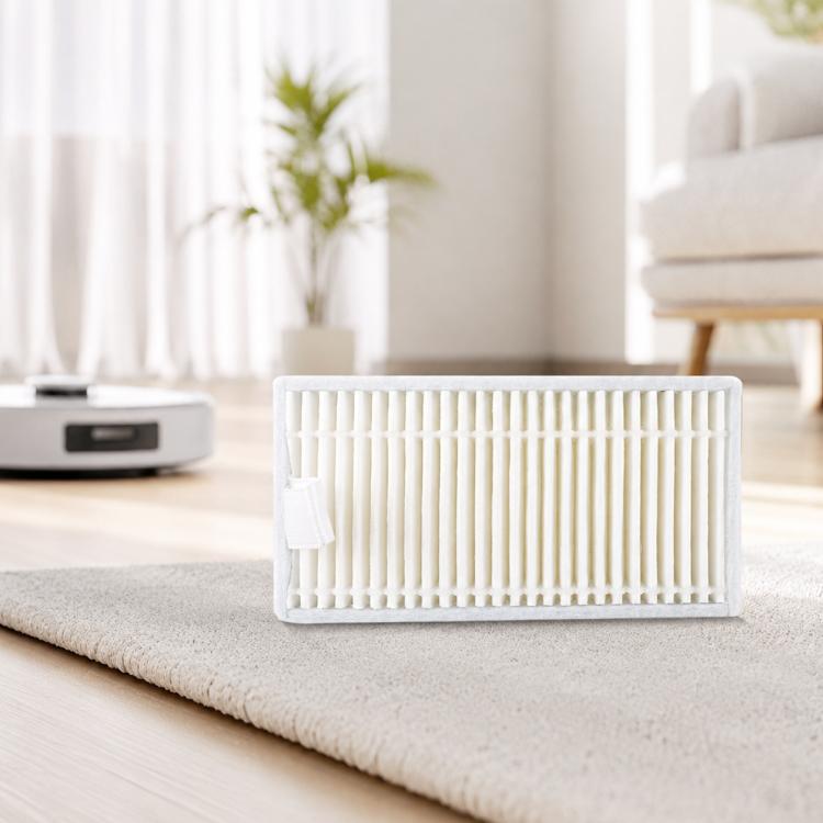 Pleated white air filter for robot vacuum, with paper-style fins