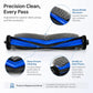 Main brush roller with blue-striped V-shaped bristles for debris pickup