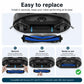 Main brush replacement installation guide, showing black housing and blue bristle roller