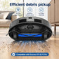 Robot vacuum with installed main brush and blue bristle roller visible