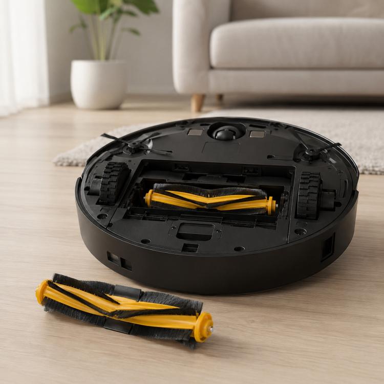 Replacement main brush and side brushes for robot vacuum, black and yellow bristles