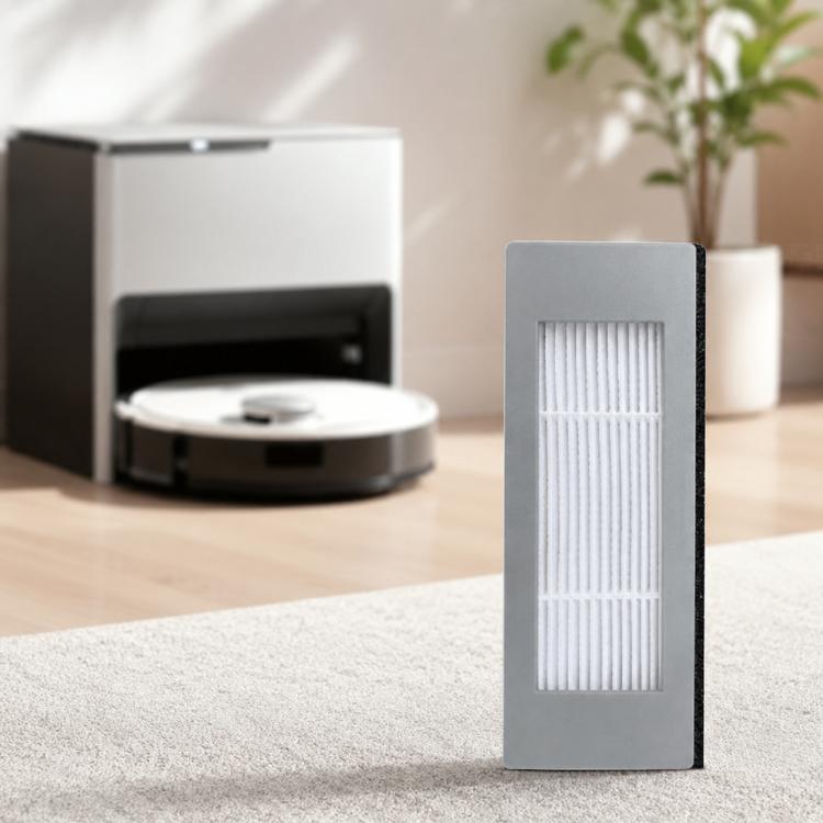 Replacement air filter with pleated white media in dark frame