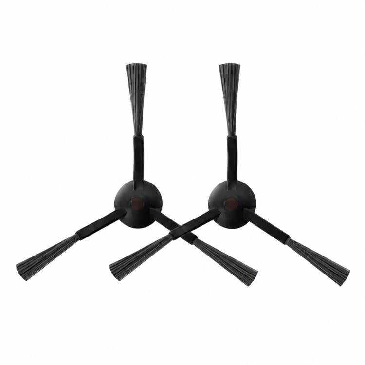 Dual side brush set with four black bristle tips for robot vacuum