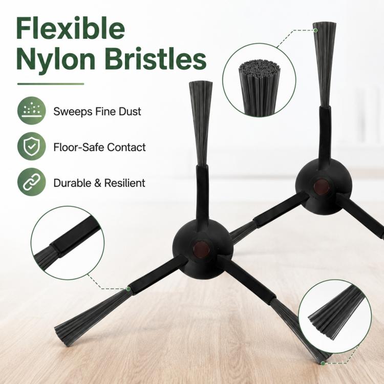 Dual side brush with flexible black nylon bristles and mounting base