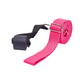 Pink adjustable stretching belt strap with black door anchor and metal buckle