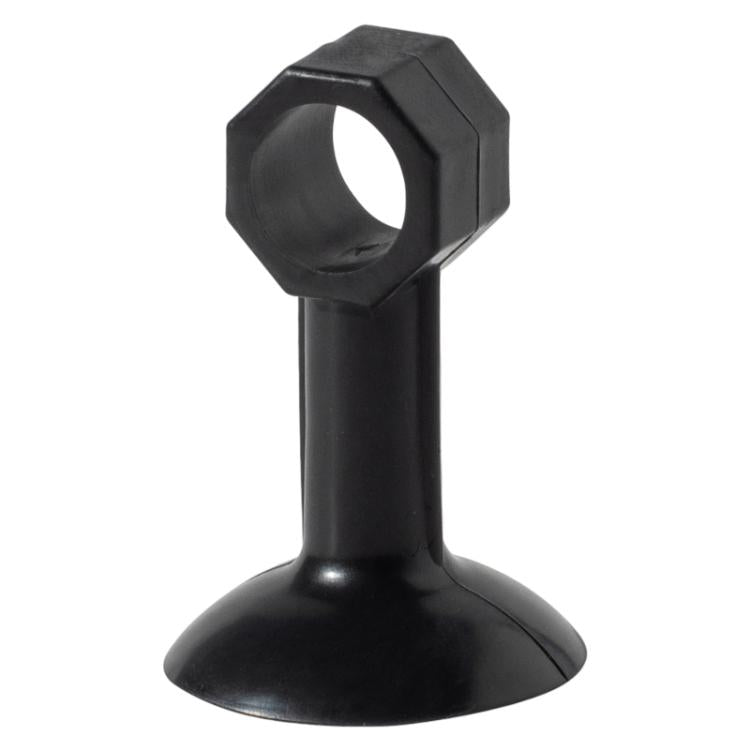 Black suction door handle protective pad with hex ring opening and flat base