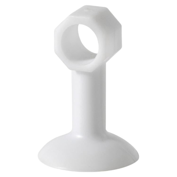 White suction door handle protective pad with hex ring opening and flat base