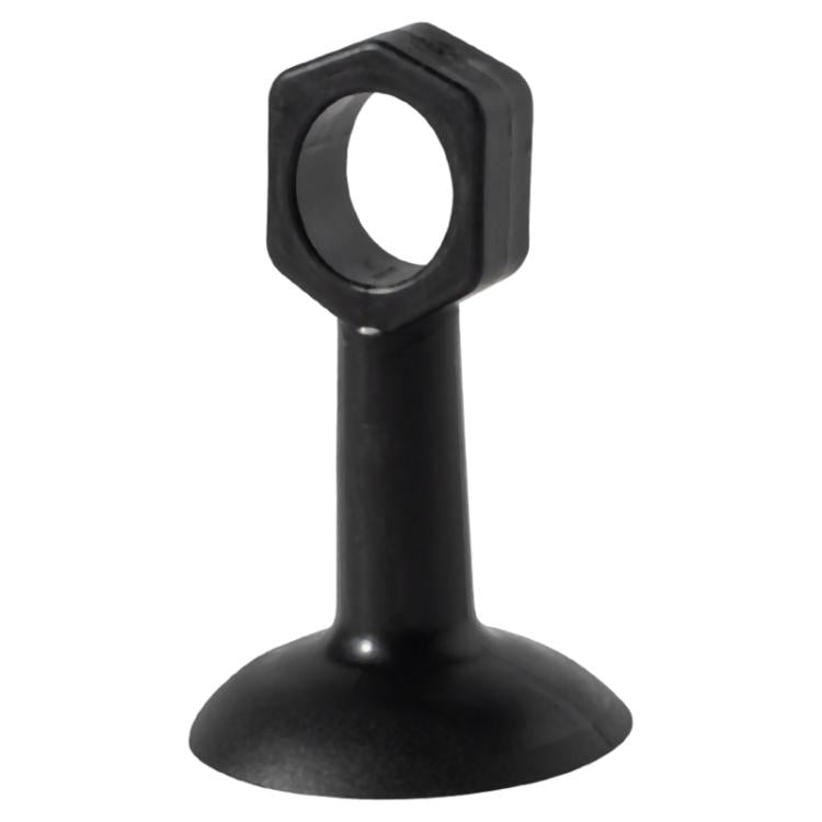 Black suction door handle protective pad with hex ring opening and flat base