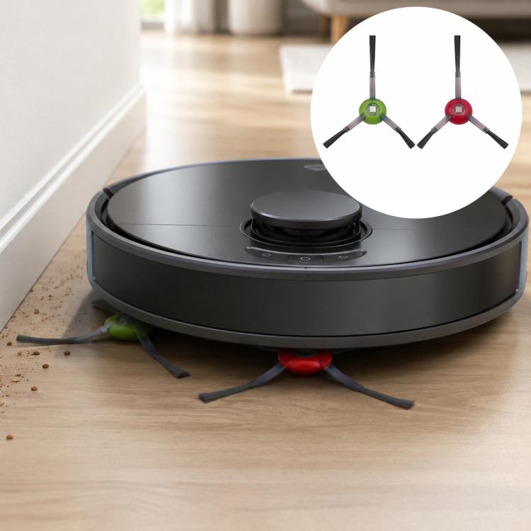 Dual side brushes for robot vacuum with green and red end caps