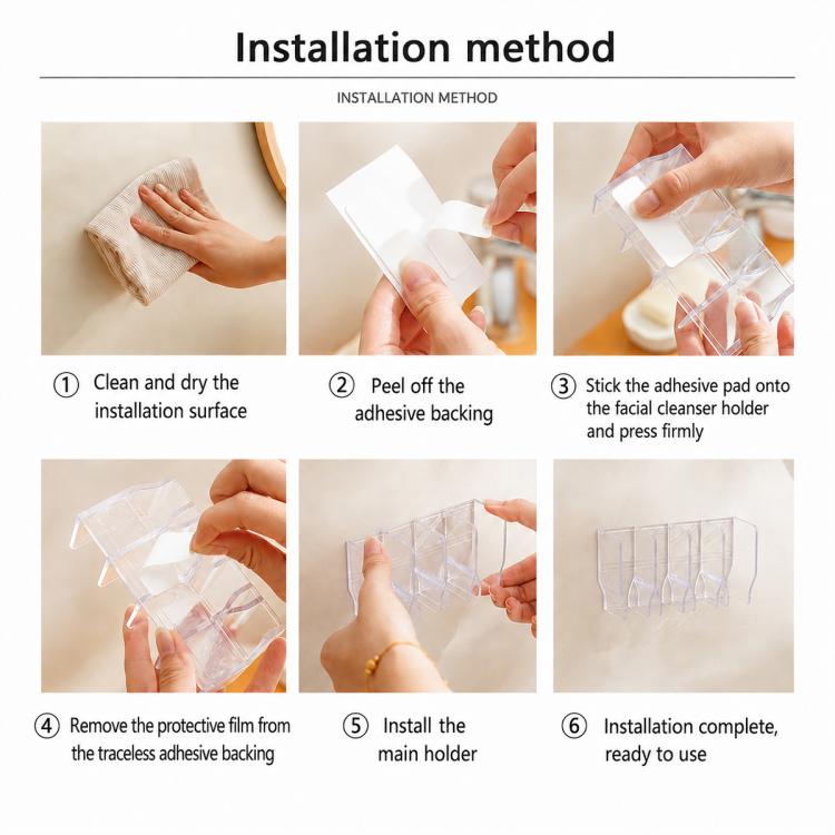 No-drill Wall Mounted Facial Cleanser Holder